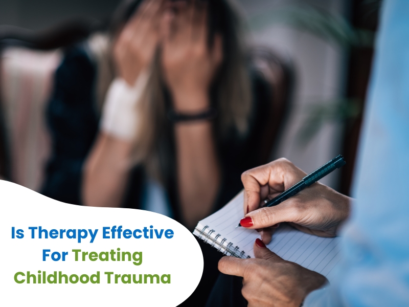 A therapist offers support and understanding to someone with childhood trauma.